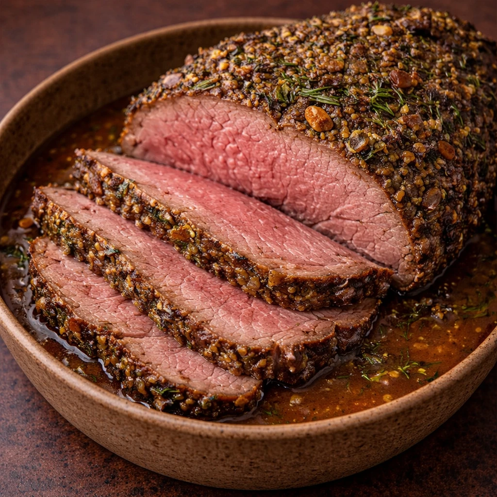רוסטביף בחרדל - קייטרינג מאמא רוסטביף בחרדל ועשבי תיבול - קייטרינג בשרי מחפוד