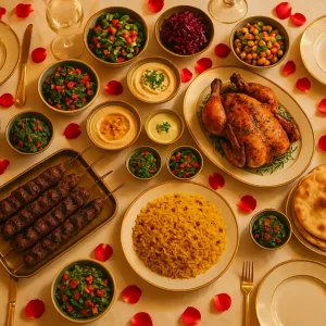 קייטרינג לחתונה בשרי כשר למהדרין - שולחן ערוך עם מנות בשר ועוף