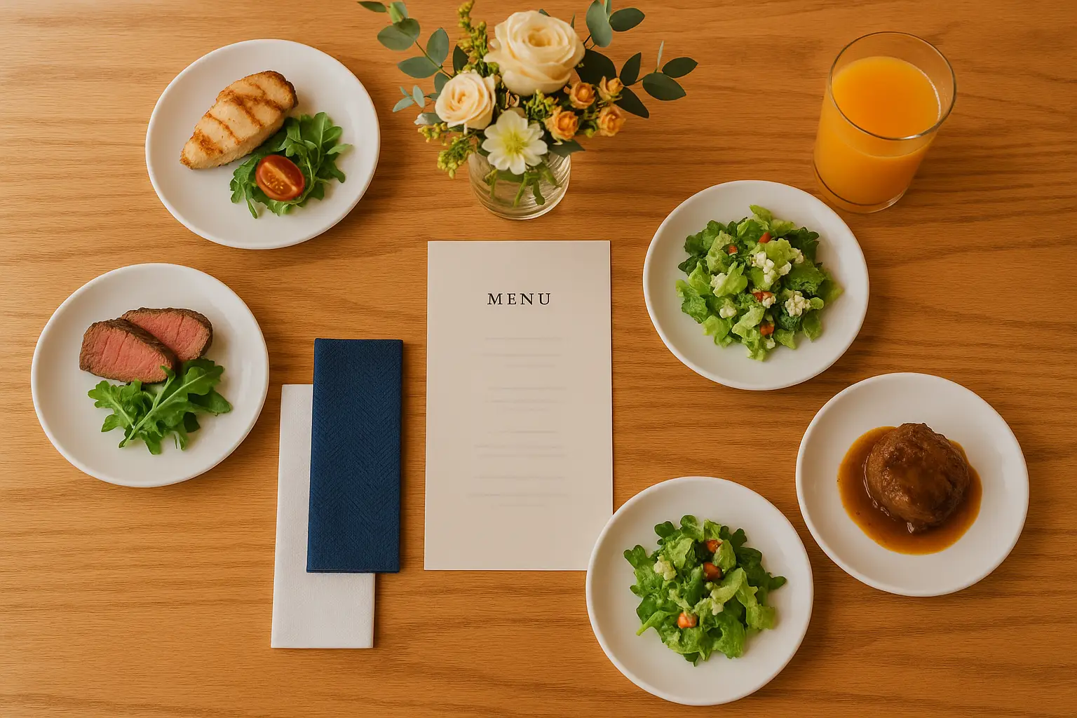 סידור טעימות מנות קייטרינג לאירוע בר מצווה עם דגימות בשריות ומפיות מעוצבות